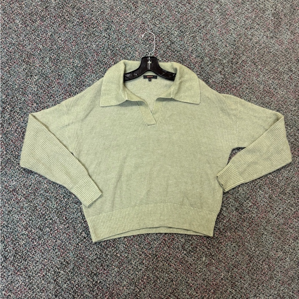 Quince Alpaca-Wool Waffle Knit Sweater-Sage Green Size Small - Picture 5 of 10